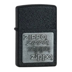 Bật Lửa ZIPPO - Classic - Crackle® Silver Zippo Logo (Đen Nhám Emblem Bạc)