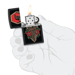 Bật Lửa ZIPPO - Classic - Crow Tattoo Design ( Chim Hoa Đỏ )