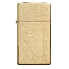 Bật Lửa ZIPPO - Slim - Venetian High Polish Brass Gold (Hoa văn Ý Vàng)