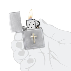 Bật Lửa ZIPPO - Classic - Cross Design (Thánh Giá Bạc)