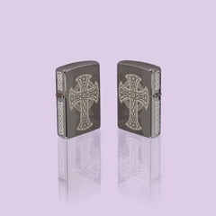 Bật Lửa ZIPPO - Classic -Laser Engraved Celtic Cross Design - Black Ice (Thánh Giá Đen)