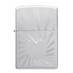 Bật Lửa ZIPPO - Classic - Love Radiates Design ( Trái Tim Bạc Satin )