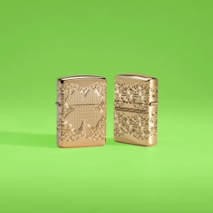 Bật Lửa ZIPPO - Luxury- Armor®Lucky Clover Design (Cỏ Bốn Lá May Mắn)