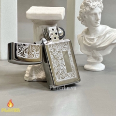 Bật Lửa ZIPPO - Slim - Venetian High Polish Chrome (Hoa văn Ý Bạc)