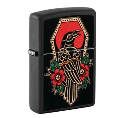 Bật Lửa ZIPPO - Classic - Crow Tattoo Design ( Chim Hoa Đỏ )
