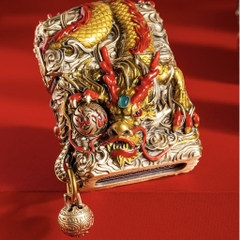 Zippo Rồng Đỏ Pha Vàng - Phiên Bản Độ