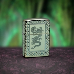 Bật Lửa ZIPPO - Luxury- Armor -Green Elegant Dragon (Rồng Xanh Lá)