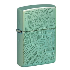 Bật Lửa ZIPPO - Armor -  Map Design (Xanh Lá Mạ Khắc Bản Đồ)