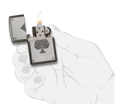 Bật Lửa ZIPPO - Classic - Ace Filigree (Át Bích Black Ice)