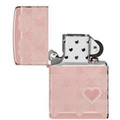 Bật Lửa ZIPPO - Classic - Heart Design (Trái Tim Vàng Hồng)