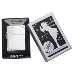Bật Lửa ZIPPO - 1935 - Replica Brushed Chrome ( Chặt Góc Bản Lề )