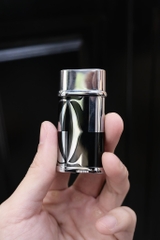 Bật lửa dáng Lùn - Đen Viền Bạc- Phiên bản Họa Tiết Cartier
