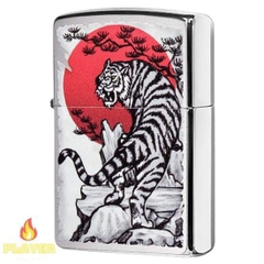 Bật Lửa ZIPPO - Classic - Tiger Tattoo Design (Hổ Lên Núi Mặt Trời Đỏ)