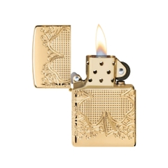 Bật Lửa ZIPPO - Luxury- Armor®Lucky Clover Design (Cỏ Bốn Lá May Mắn)