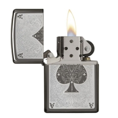 Bật Lửa ZIPPO - Classic - Ace Filigree (Át Bích Black Ice)