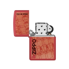 Bật Lửa ZIPPO - Classic - Made in USA Design Đỏ Lì