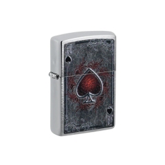 Bật Lửa ZIPPO - Classic - Antiqued Ace Design (Át Bích Đỏ Nứt)