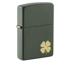 Bật Lửa ZIPPO - Classic - Four Leaf Clover (Xanh Rêu Khắc Cỏ Bốn Lá)