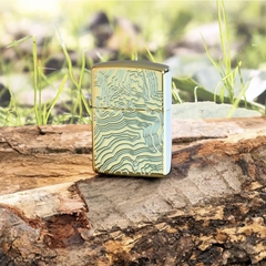 Bật Lửa ZIPPO - Armor -  Map Design (Xanh Lá Mạ Khắc Bản Đồ)