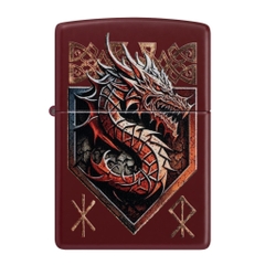 Bật Lửa ZIPPO - Classic -Dragon Shield Design ( Rồng Đỏ Mận)