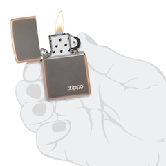Bật Lửa ZIPPO - Classic - Rustic Bronze Zippo Logo (Ghi Viền Nâu Logo)