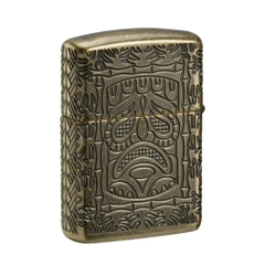 Bật Lửa ZIPPO - Luxury- Armor®Tiki Totem Design Armor Antique Brass Pocket Lighter