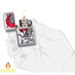 Bật Lửa ZIPPO - Classic - Tiger Tattoo Design (Hổ Lên Núi Mặt Trời Đỏ)