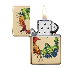 Bật Lửa ZIPPO - Classic - Graffiti Clover Design (Cỏ Ba Lá Bảy Màu)