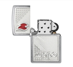 Bật Lửa ZIPPO - Classic - Tiles Eblem Design (Eblem Lửa Đỏ)