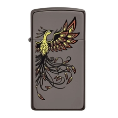 Bật Lửa ZIPPO - Slim -  Phoenix Design (Phượng Slim Black Ice)