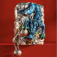 Zippo Rồng Xanh Dương Bạc - Phiên Bản Độ