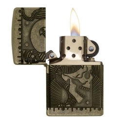 Bật Lửa ZIPPO - Armor - Steampunk (Đầu Lâu Antique Đồng Cổ)