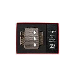 Bật Lửa ZIPPO - Luxury- Armor®- Diamond Pattern Design (Black Ice Đính Đá)