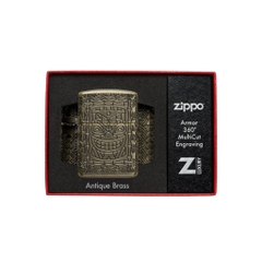 Bật Lửa ZIPPO - Luxury- Armor®Tiki Totem Design Armor Antique Brass Pocket Lighter