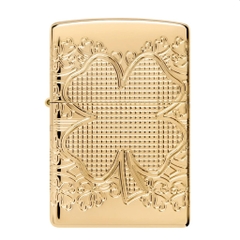 Bật Lửa ZIPPO - Luxury- Armor®Lucky Clover Design (Cỏ Bốn Lá May Mắn)