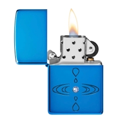 Bật Lửa ZIPPO - Armor -  Simple Design (Xanh Shaphire Đính Đá )