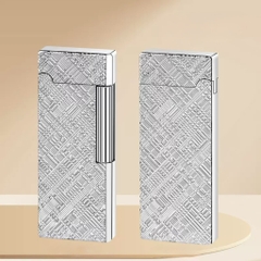 Bật Lửa Quẹt Ngang - Vân Xước Chéo- phiên bản Bạc