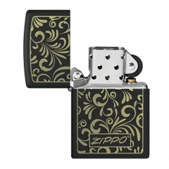 Bật Lửa ZIPPO - Classic - Black Matte Laser Engrave (Đen Lì Khắc Hoa Văn)