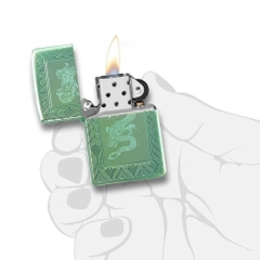 Bật Lửa ZIPPO - Luxury- Armor -Green Elegant Dragon (Rồng Xanh Lá)