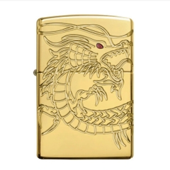 Bật Lửa ZIPPO - Luxury- Armor Red Eyed Dragon 360 Degree Engraving Gold Plate (Rồng Vàng)