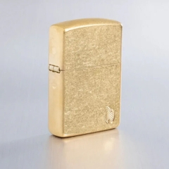 Bật Lửa ZIPPO - Armor®-Tumbled Brass Flame Design (Xi Bụi Vàng)