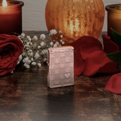 Bật Lửa ZIPPO - Classic - Heart Design (Trái Tim Vàng Hồng)