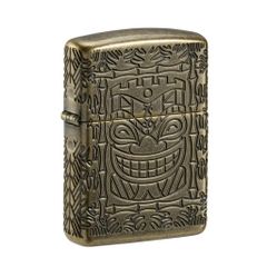 Bật Lửa ZIPPO - Luxury- Armor®Tiki Totem Design Armor Antique Brass Pocket Lighter