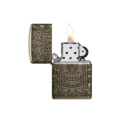 Bật Lửa ZIPPO - Luxury- Armor®Tiki Totem Design Armor Antique Brass Pocket Lighter