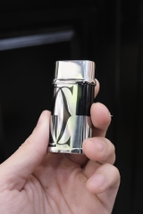Bật lửa dáng Lùn - Đen Viền Bạc- Phiên bản Họa Tiết Cartier