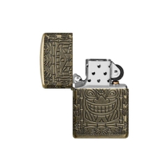Bật Lửa ZIPPO - Armor®- Tiki Totem Design Armor Antique Brass Pocket Lighter (Vật Tổ Tiki)