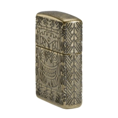 Bật Lửa ZIPPO - Armor®- Tiki Totem Design Armor Antique Brass Pocket Lighter (Vật Tổ Tiki)