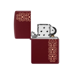 Bật Lửa ZIPPO - Classic - Heart Garland Design ( Trái Tim Đỏ Mận)