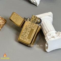Bật Lửa ZIPPO - Slim - Venetian High Polish Brass Gold (Hoa văn Ý Vàng)