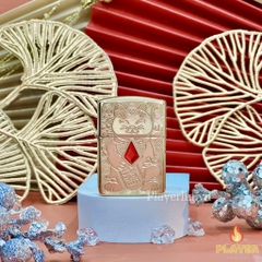 Bật Lửa ZIPPO - Armor - Lucky Cat Design (Mèo May Mắn Đá Đỏ)
